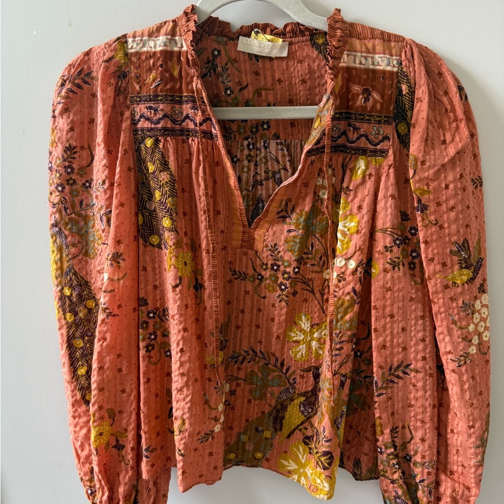 Ulla Johnson Pink Graphic 3/4 Sleeve Blouse